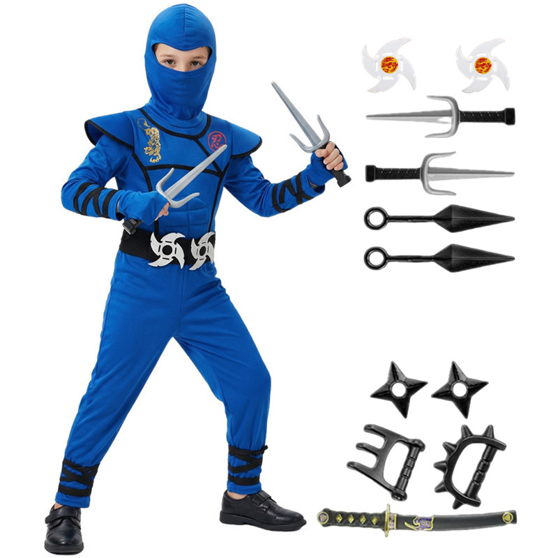Black Face Mask Pack - Fantasia de ninja preta e azul